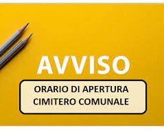 Orari apertura Cimitero Comunale nei giorni della festivita’ di tutti i Santi e della commemorazione dei defunti.