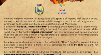 AVVISO PUBBLICO BENESSERE IN COMUNE PIANO OPERATIVO “STAFFETTE E CASTAGNE IL BENESSERE TRA SPORT E CUCINA”
